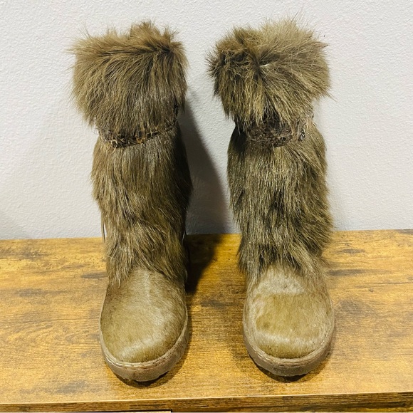 Bearpaw Kola Brown Fur Covered Boots Womens Size 9 l - Picture 4 of 11